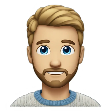 guy with a short haircut and blue eyes, short beard in a sweater sticker