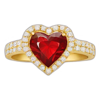 Red Diamond heart gold ring sticker