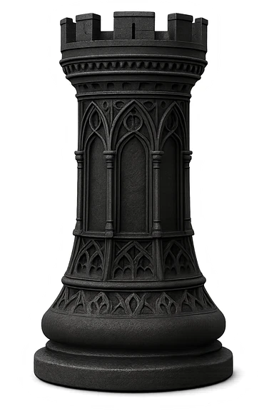 goth black chess rook, no background sticker