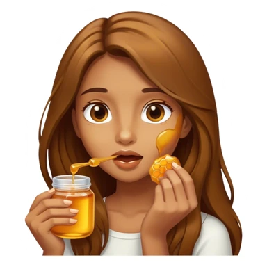 Girl, brown long hair, eating honey  sticker