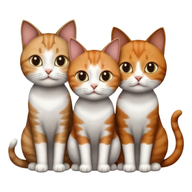 3 different coloured short haired cats including; a dark brown tabby and white cat, and a dark grey and white and a ginger and white sticker