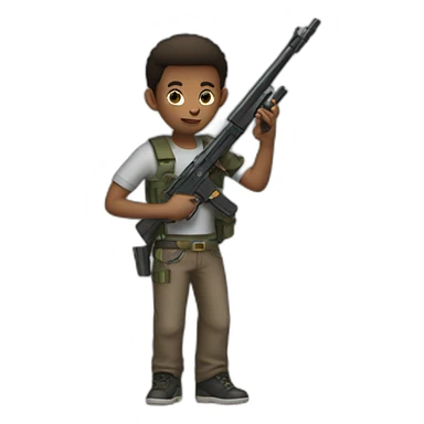Boy with a gun sticker