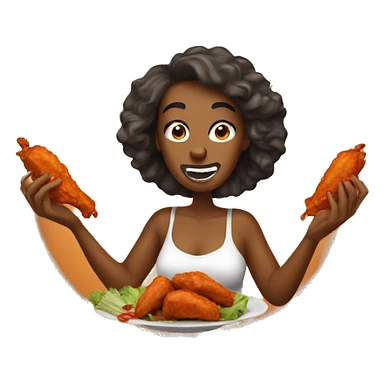 Women eating Buffalo wings sticker