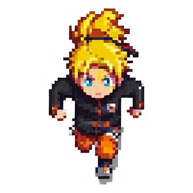Naruto running pixel art style sticker