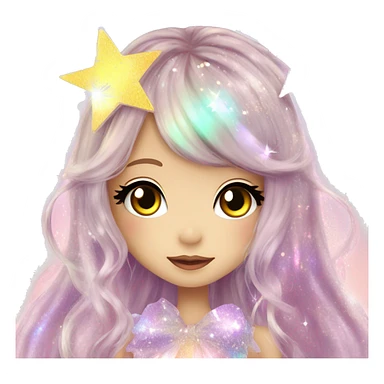 hime gyaru girl, iridescent fairy, glitter, sparkle, beautiful long hair, stars sticker