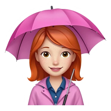Girl with pink umbrella sticker