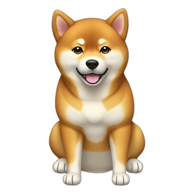 shiba inu full body sit photo 3/4 back paws like lying down front paws normal sit position sticker