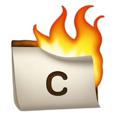 fire encasing a white letter c sticker