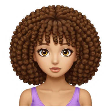 Naturally tan skin girl short brown curly afro hrown eyes gyaru sticker