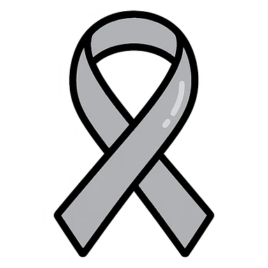 gray brain cancer awareness ribbon, gentle curves, soft highlights sticker