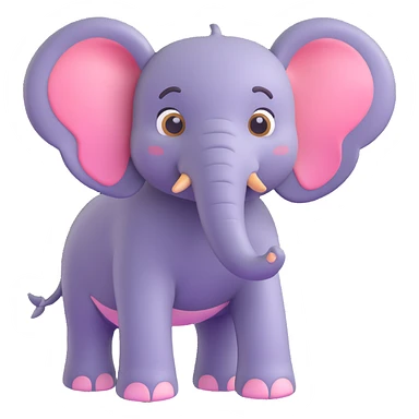 elephant in 3D emoji style, soft shading, lively and expressive, suitable for app icon sticker