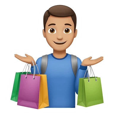 man with shopping bags sticker