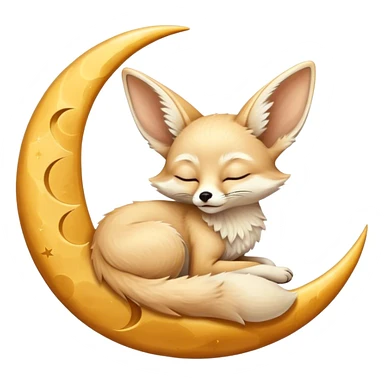 fennec sleeping on a moon sickle  sticker