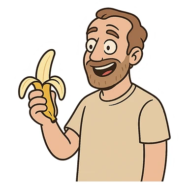 man with a banana in flat toon style sticker