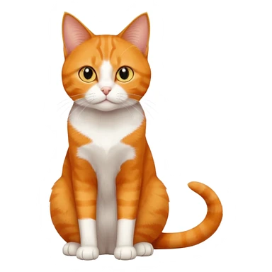 full body solid orange domestic shorthair slim cat with yellow/orange eyes sitting sticker