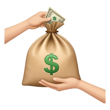 a hand holding a bag of money sticker