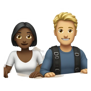 Two people at boat sticker