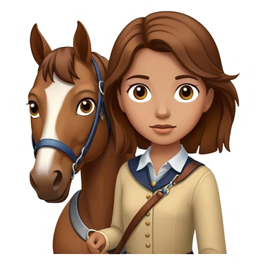 girl with brown hair leading a horse sticker