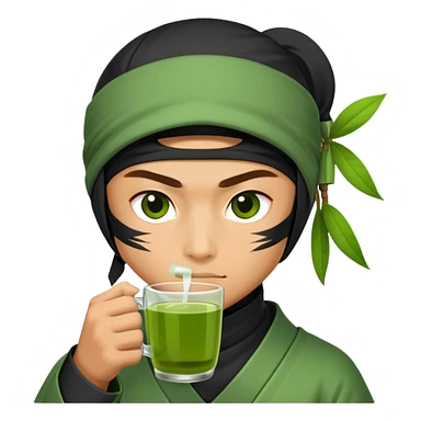 a ninja drinking green tea sticker