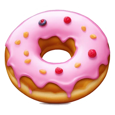 Donut with babypink glazed and fruit sticker