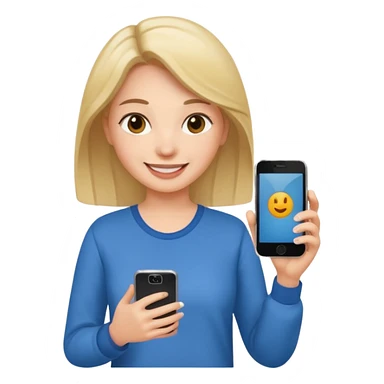 woman casual clothes holding a phone in one hand sticker