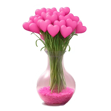 10000000 huge pink hearts on stems in a clear glass vase sticker