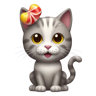 Cat with candy sticker