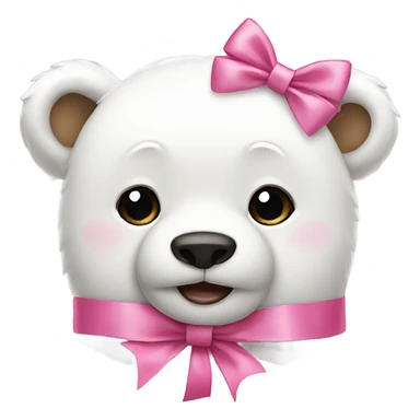 White bear with pink bow  sticker