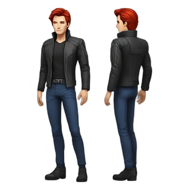 Alain delon neon cyberpunk outfit blue eyes red hair full body sticker