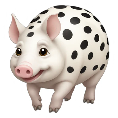 White pig armadillo with black spots sticker