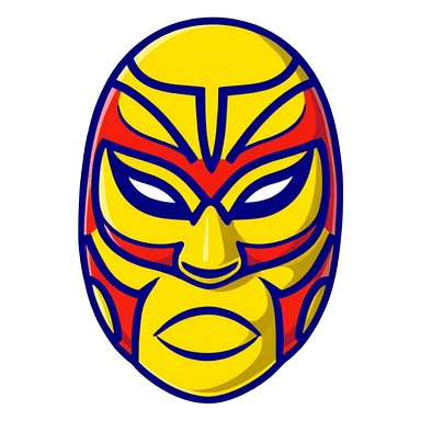 A vibrant purple and blue luchador mask with decorative patterns sticker