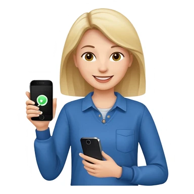 woman casual clothes holding a phone in one hand sticker