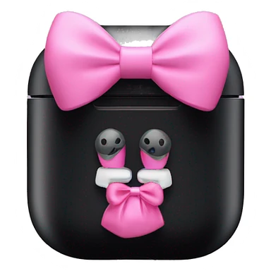 Black apple AirPods Max with pink bows sticker