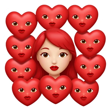 A bunch of hearts and kissy lips sticker