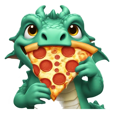 Dragon eating pizza sticker