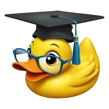 Yellow Rubber duck in a graduate hat sticker