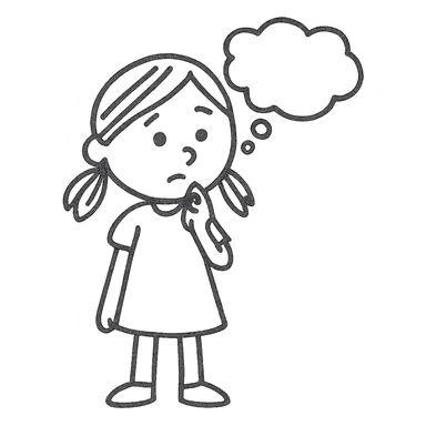 Add a thought bubble above the girl's head. Keep the background transparent. sticker