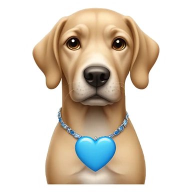 Dog wearing blue heart necklace sticker