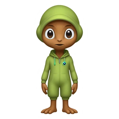 full body ...cute peacefull alien furry with 2 legs ....it has 1 eye....stands upright and looks intelligent ...wears clothing. not green..looks happy and cuddly... doesnt have eyes on face, there is a appendage coming from top of head with a single large eye sticker