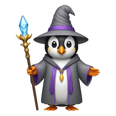 penguin wizard with a staff sticker