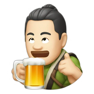 Tenjiro kamado qui boit une bière sticker