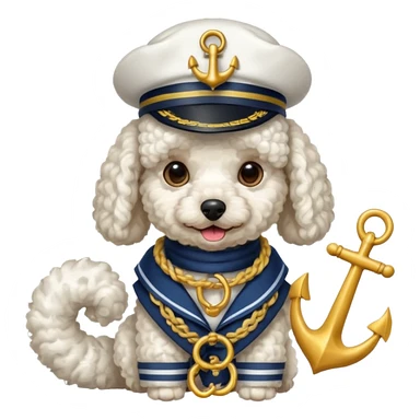 poodle with an anchor sticker