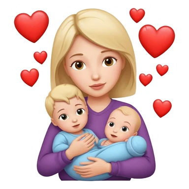 Mamá cargando a bebé y corazones  sticker