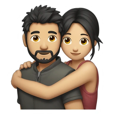 scruffy-boy-and-asian-gilr-hug sticker