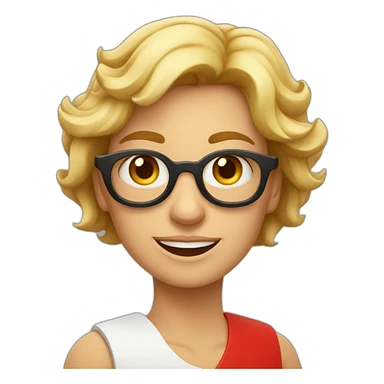 Leona mayor, rubia canosa, con lentes muy Rojo redondos, alegre sticker