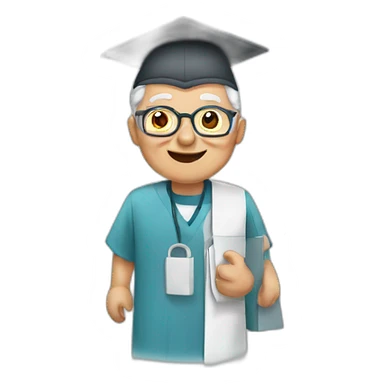 Elderly patient, graduate sticker