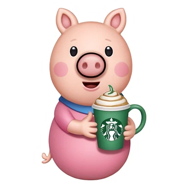 Peppa pig with starbucks sticker