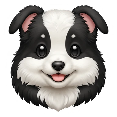 Black and white puppy, smiling, smooth coat sticker