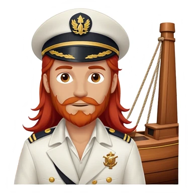 a male boat captain with long red hair no beard  sticker
