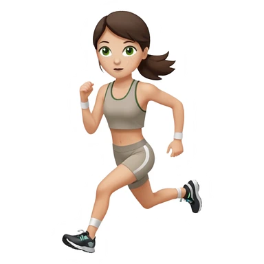 a white brunette girl with green eyes and freckles going for a run sticker